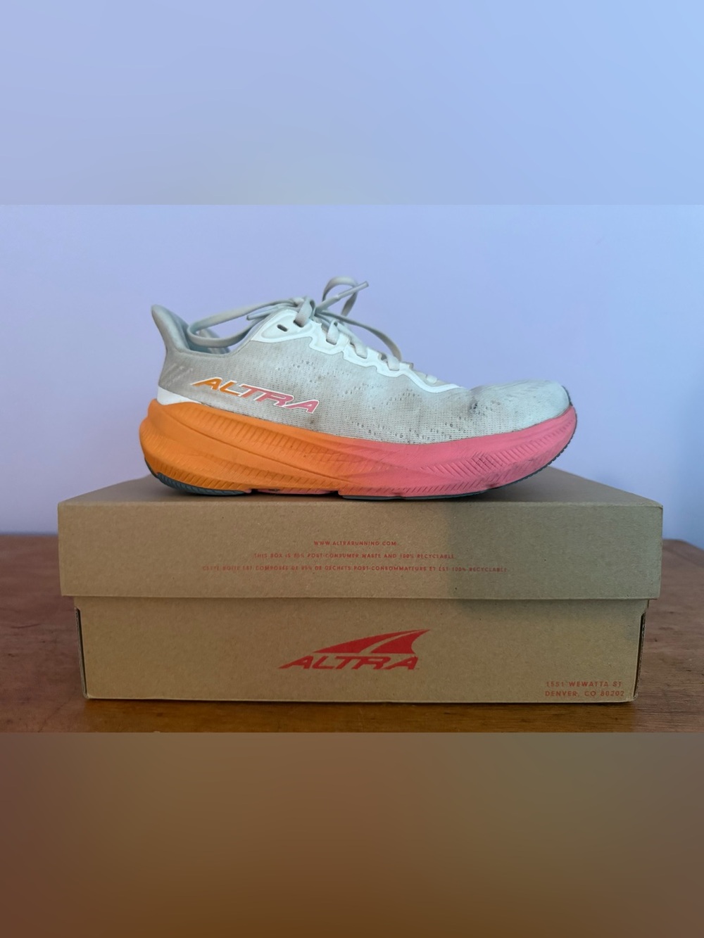 Altra Women’s Experience Flow 2 White Running Shoe with Orange-Pink Gradient